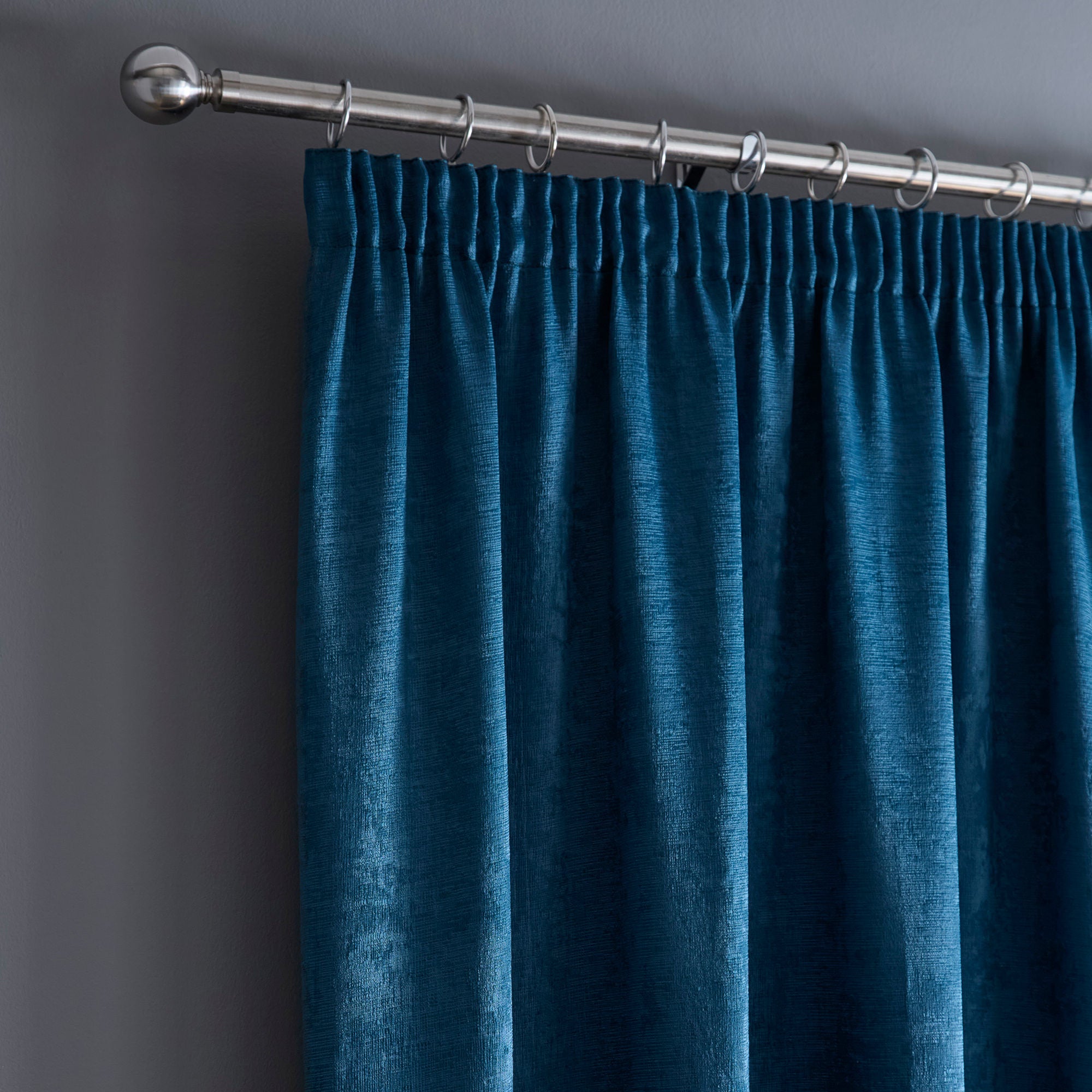 Galaxy Pair of Pencil Pleat Curtains by Fusion in Teal - Pair of Pencil Pleat Curtains - Fusion