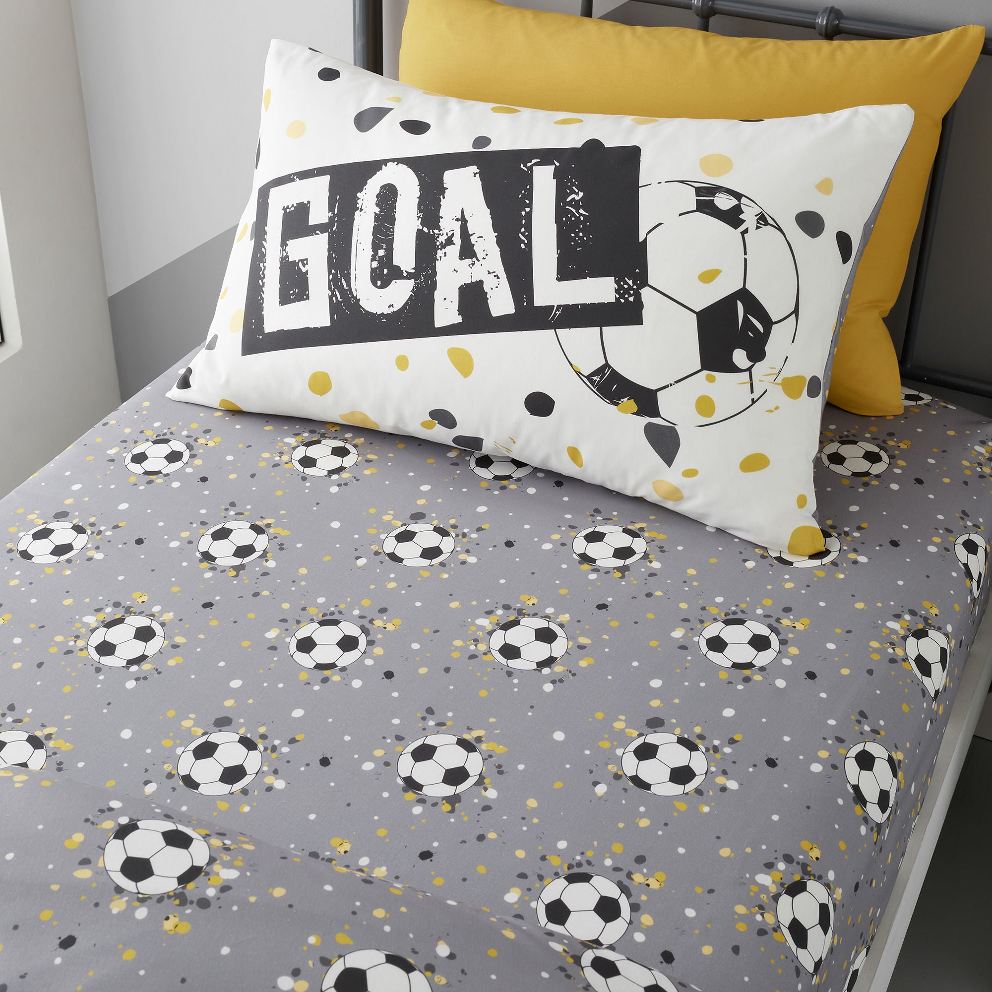 Goal 25cm Fitted Bed Sheet by Bedlam in Gold - 25cm Fitted Bed Sheet - Bedlam