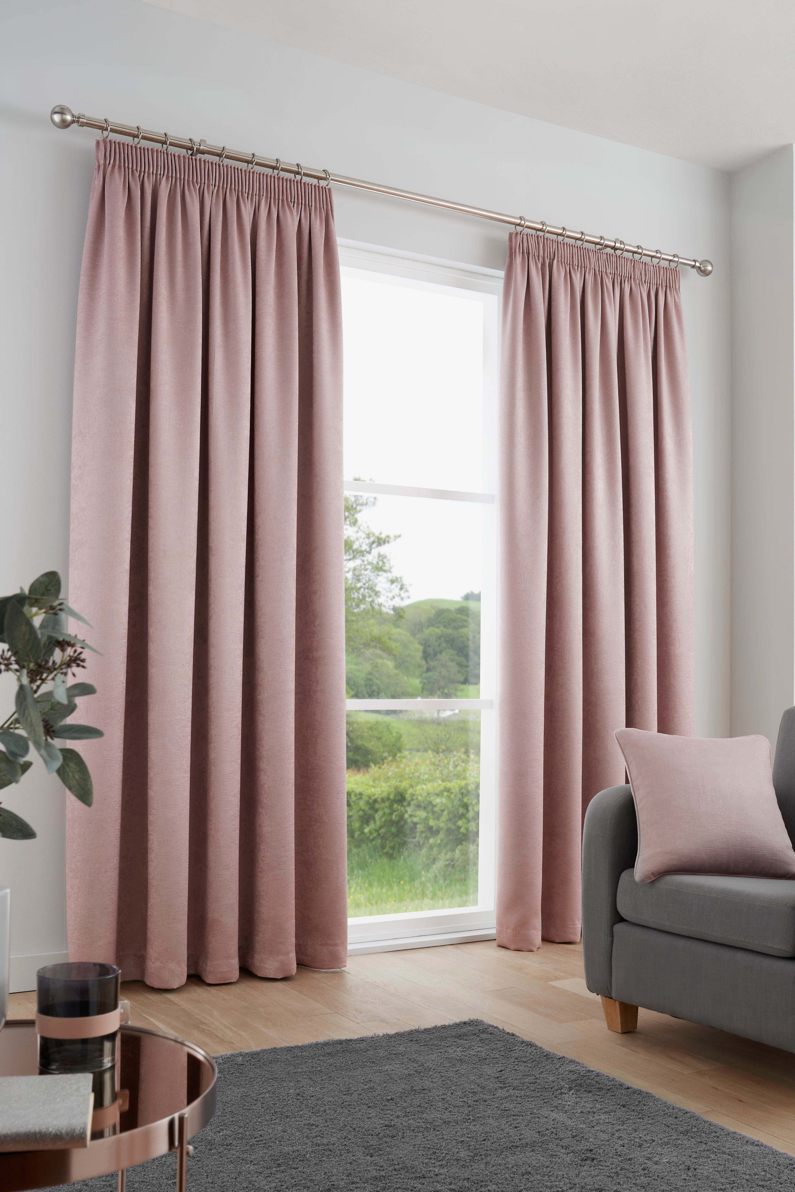 Galaxy Pair of Pencil Pleat Curtains by Fusion in Blush - Pair of Pencil Pleat Curtains - Fusion