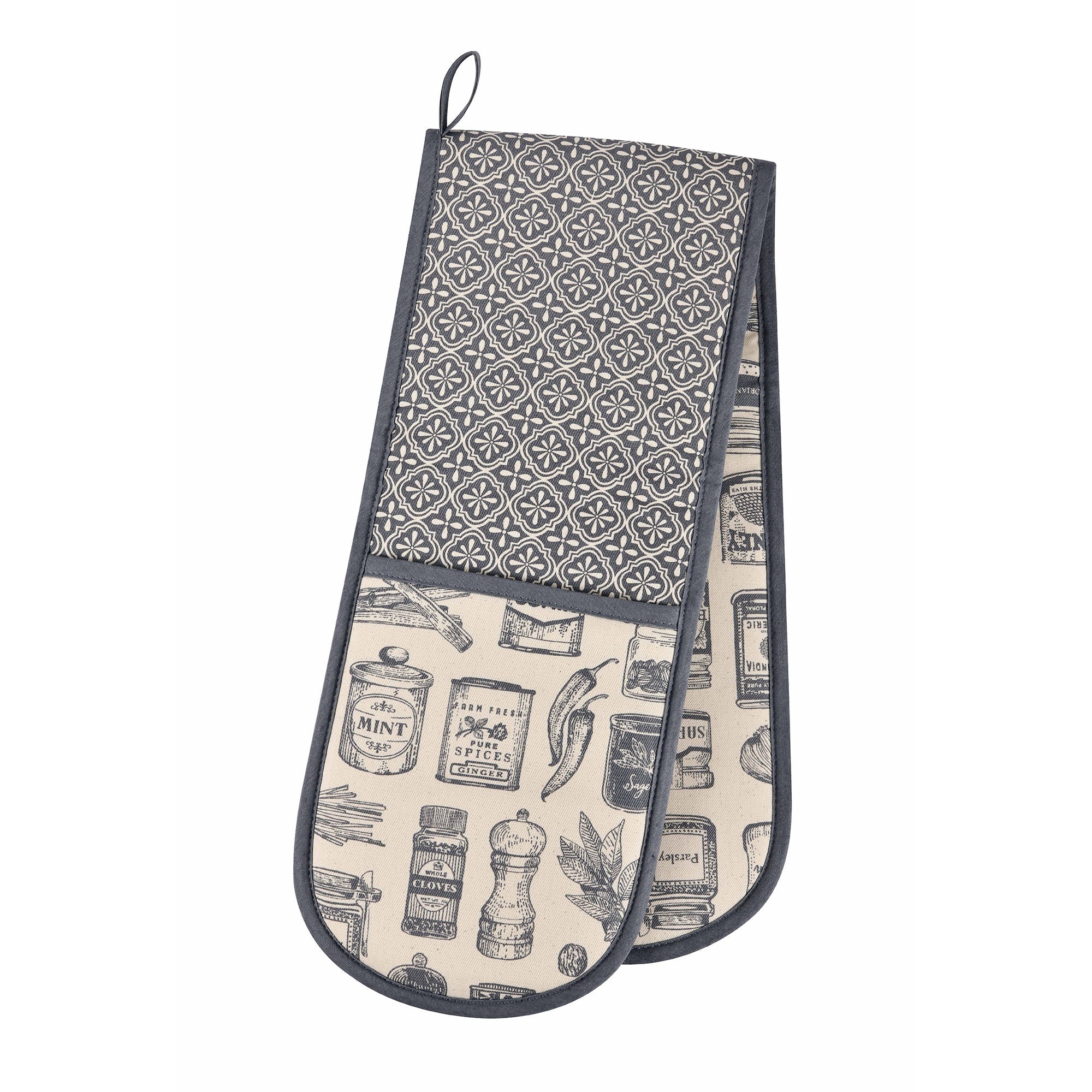 Ulster Weavers Herbs & Spices Double Oven Glove One Size in Grey - Double Oven Glove - Ulster Weavers