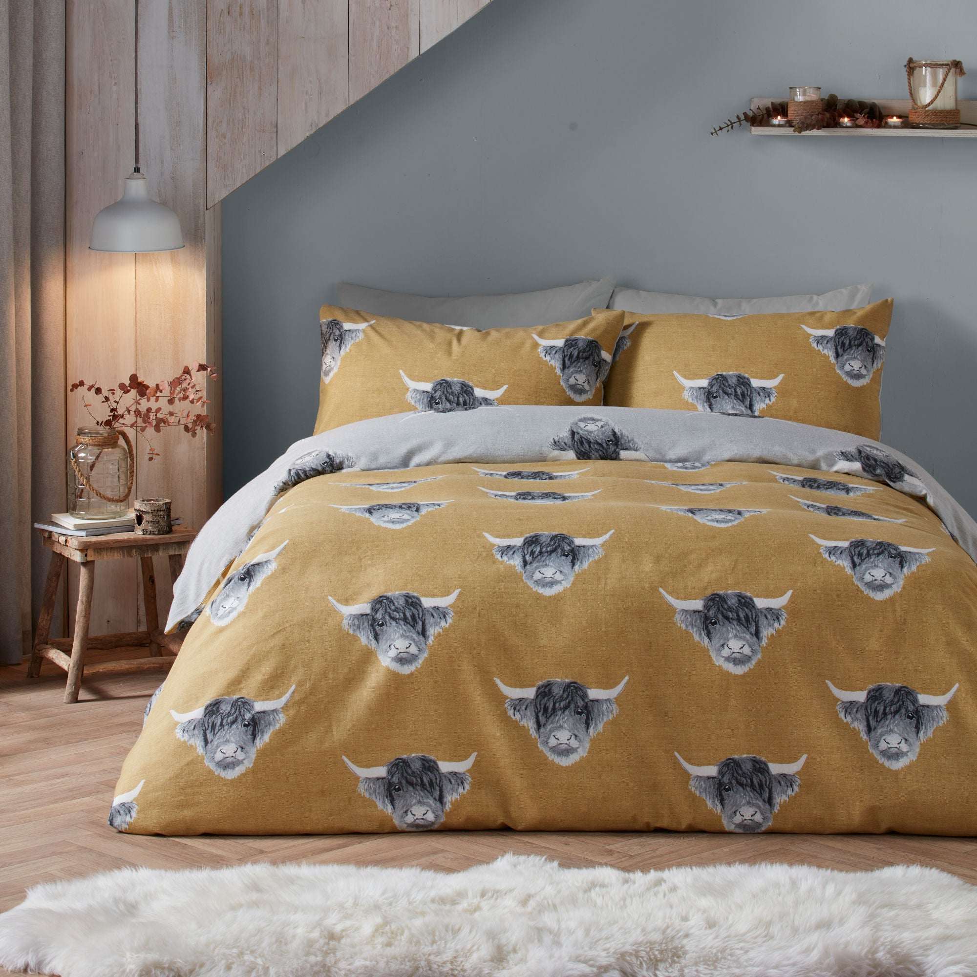 Highland Cow Duvet Cover Set by Fusion in Ochre - Duvet Cover Set - Fusion