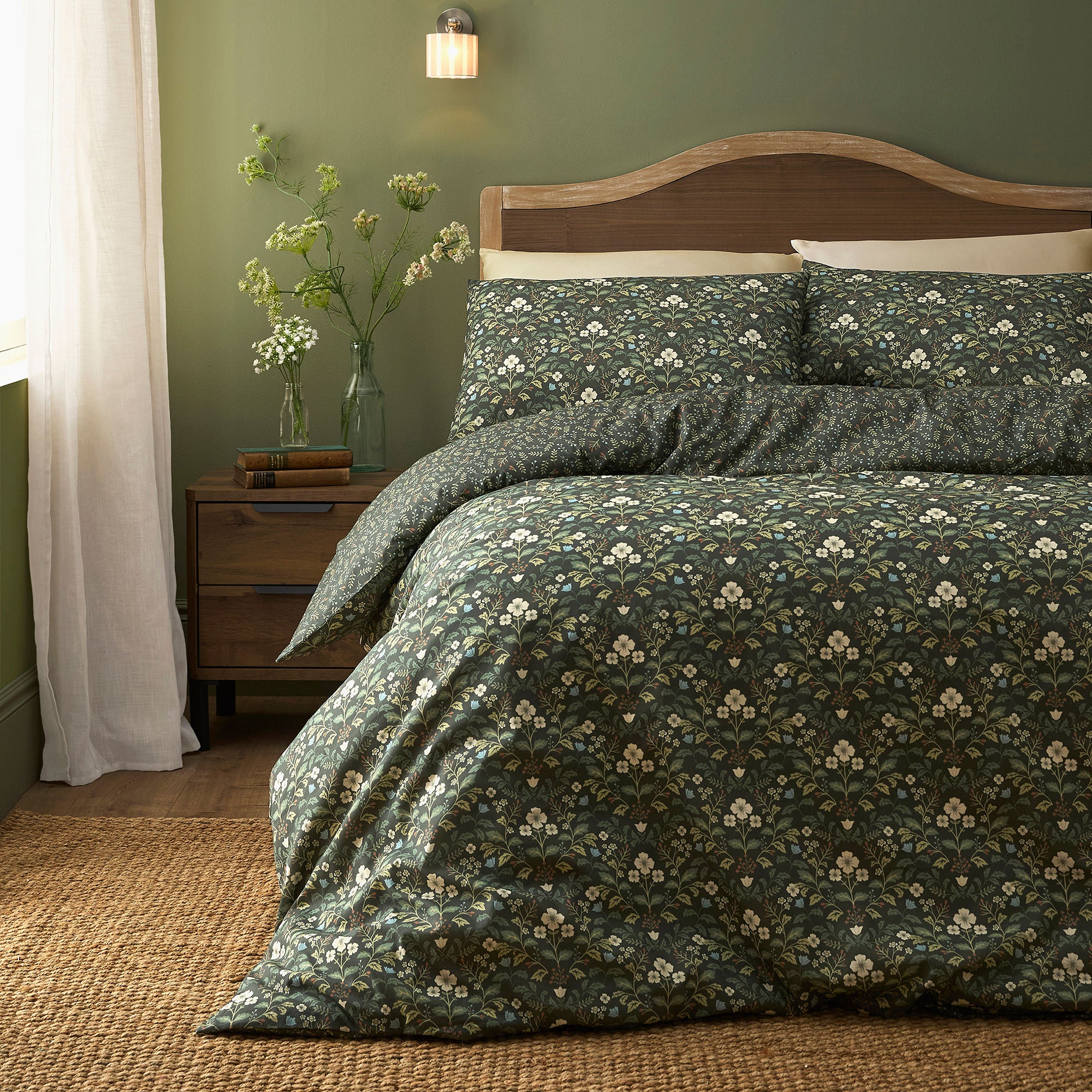 Heritage Floral Duvet Cover Set in Green - Duvet Cover Set - D & D Design