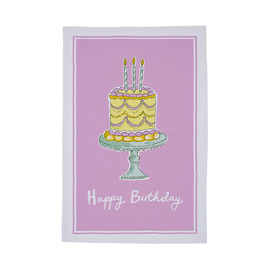 Happy Birthday Cotton Tea Towel in Multicolour