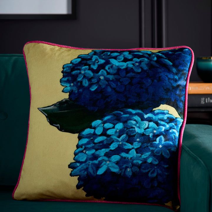 Hiyah Hydrangea Cushion by Laurence Llewelyn-Bowen in Lime 43 x 43cm