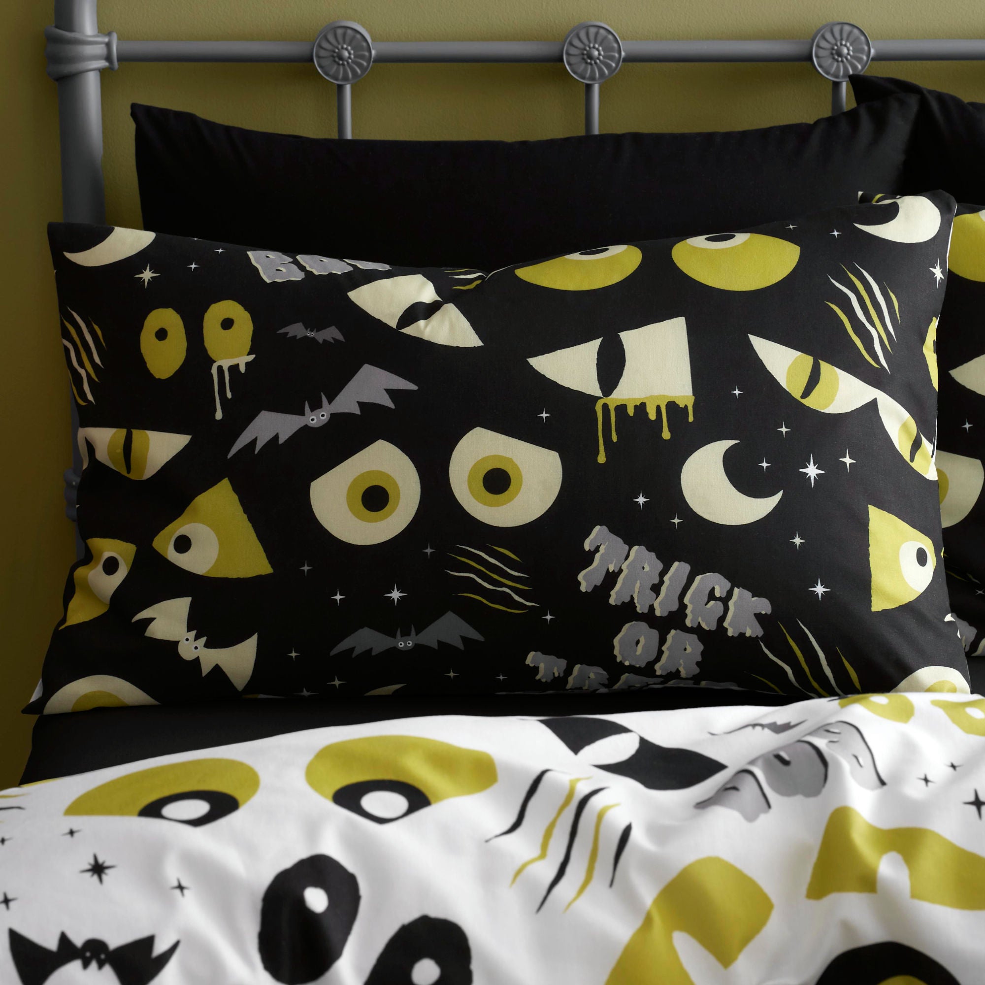 Halloween Trick or Treat Duvet Cover Set by Bedlam in Black - Duvet Cover Set - Bedlam