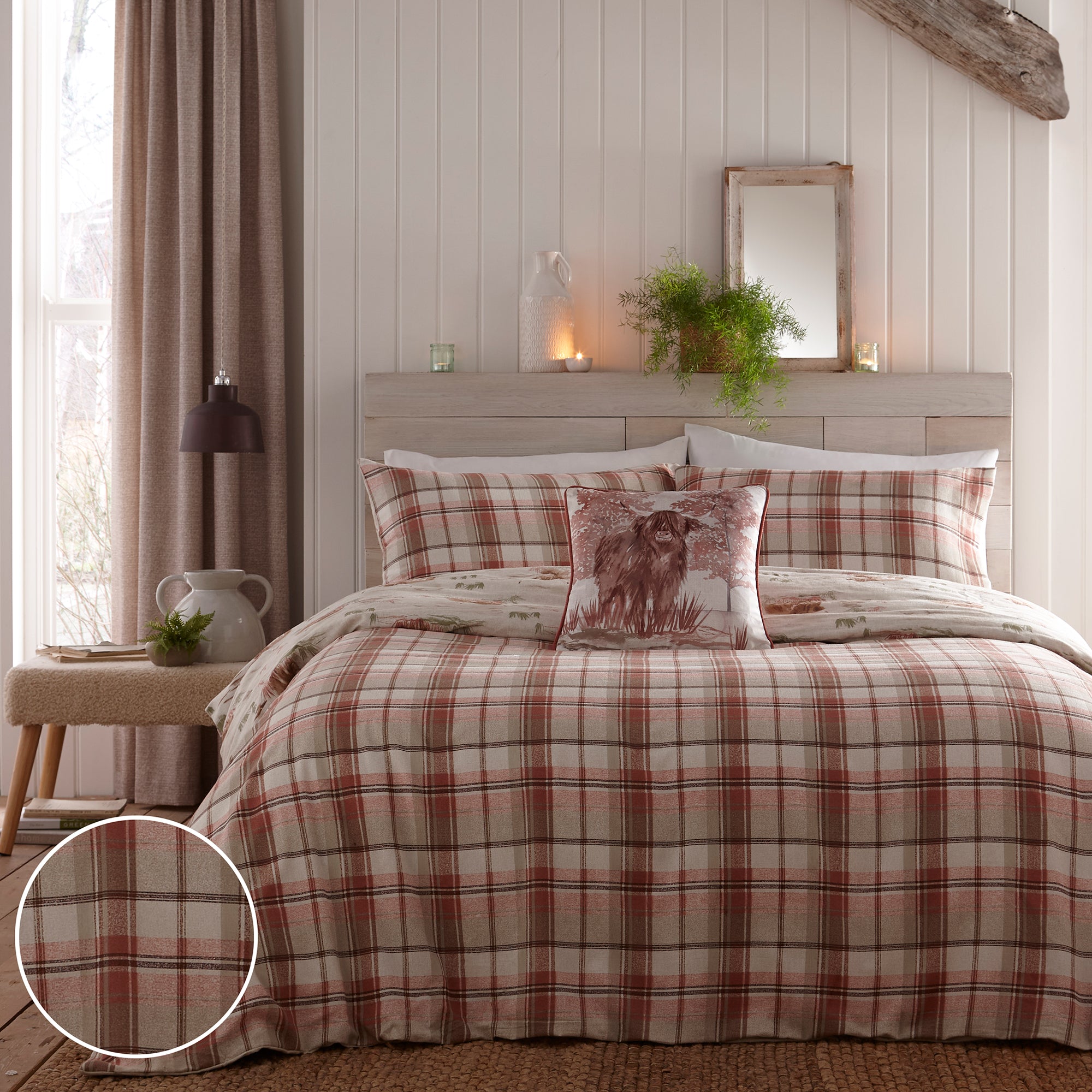 Hanson Highland Cow Duvet Cover Set by Dreams & Drapes Lodge in Terracotta - Duvet Cover Set - Dreams & Drapes Lodge