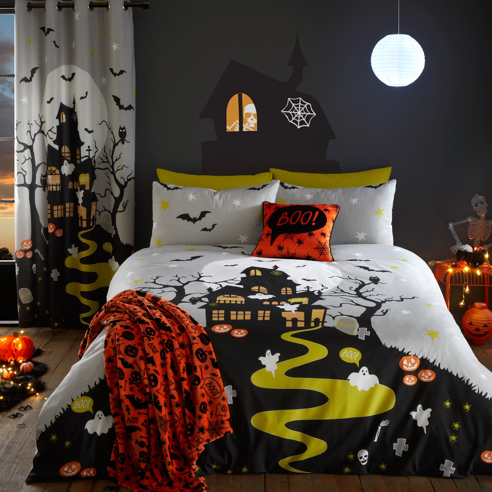 Haunted House Duvet Cover Set by Bedlam in Grey - Duvet Cover Set - Bedlam