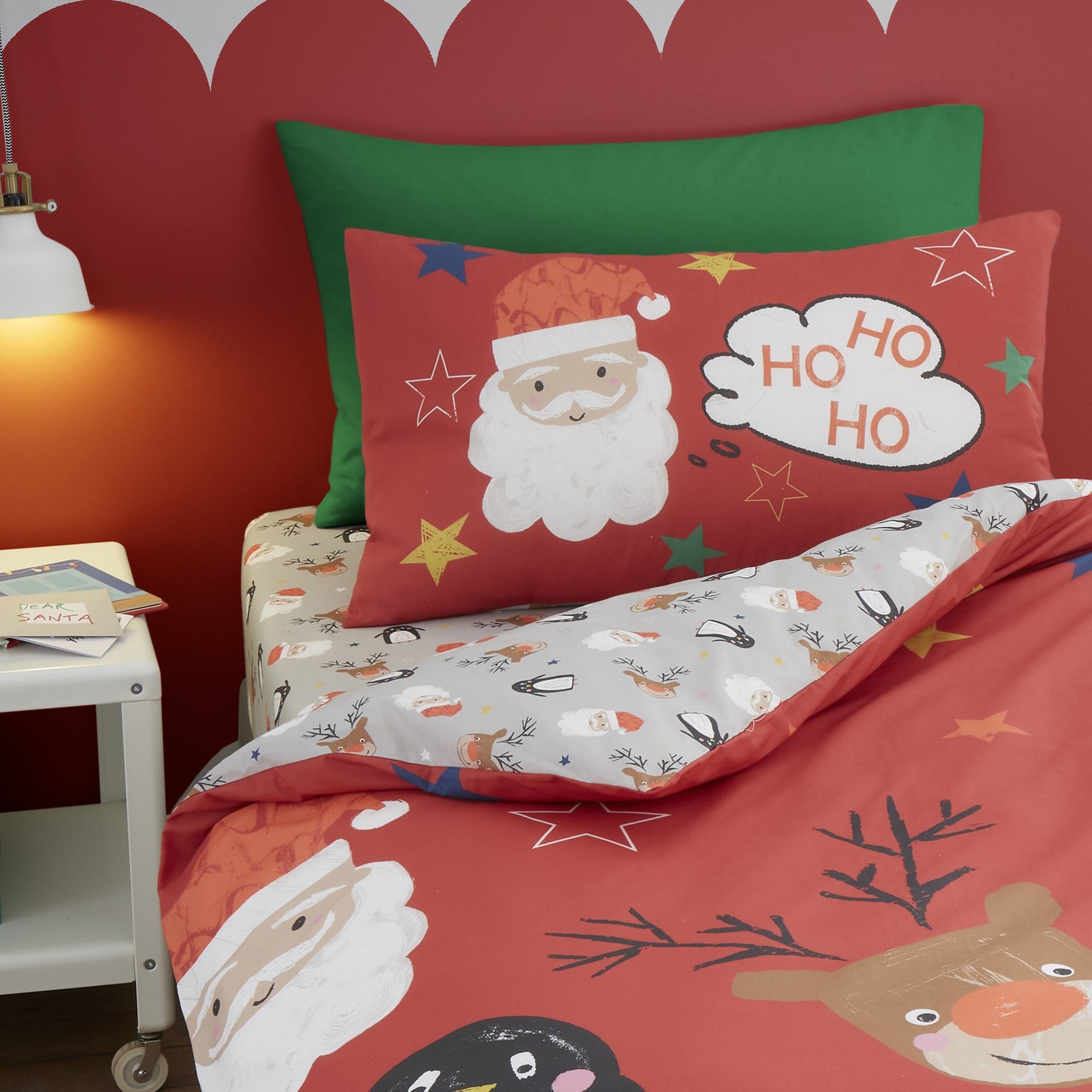 Ho Ho Ho Duvet Cover Set by Bedlam in Red - Duvet Cover Set - Bedlam