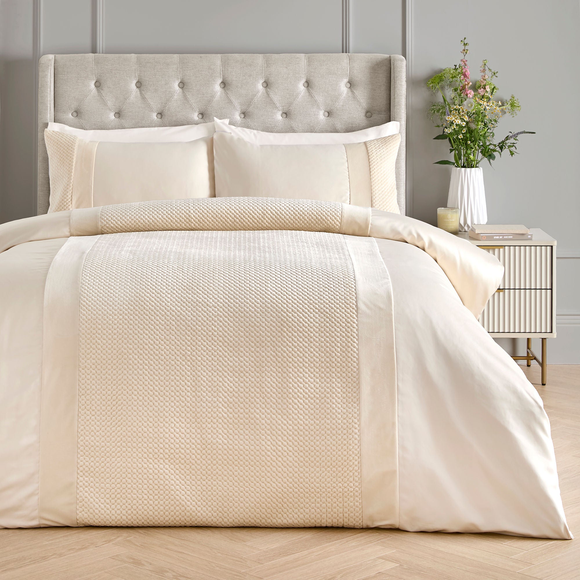 Iras Duvet Cover Set by Soiree in Natural - Duvet Cover Set - Soiree