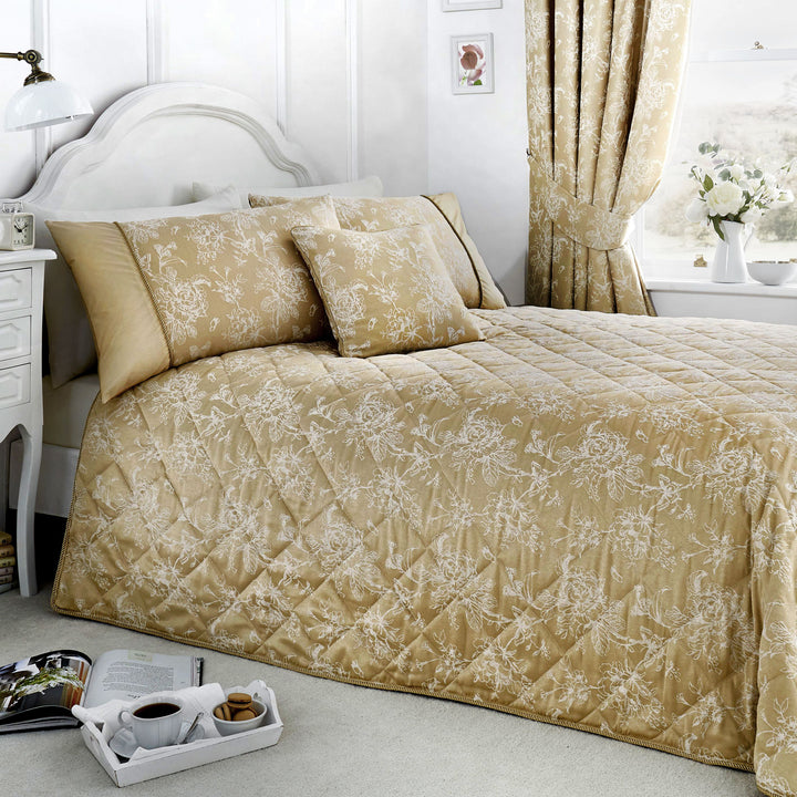 Jasmine Bedspread by Dreams & Drapes Woven in Champagne 240x220cm - Bedspread - Dreams & Drapes Woven