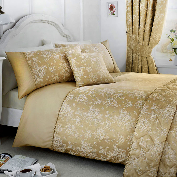 Jasmine Duvet Cover Set by Dreams & Drapes Woven in Champagne - Duvet Cover Set - Dreams & Drapes Woven