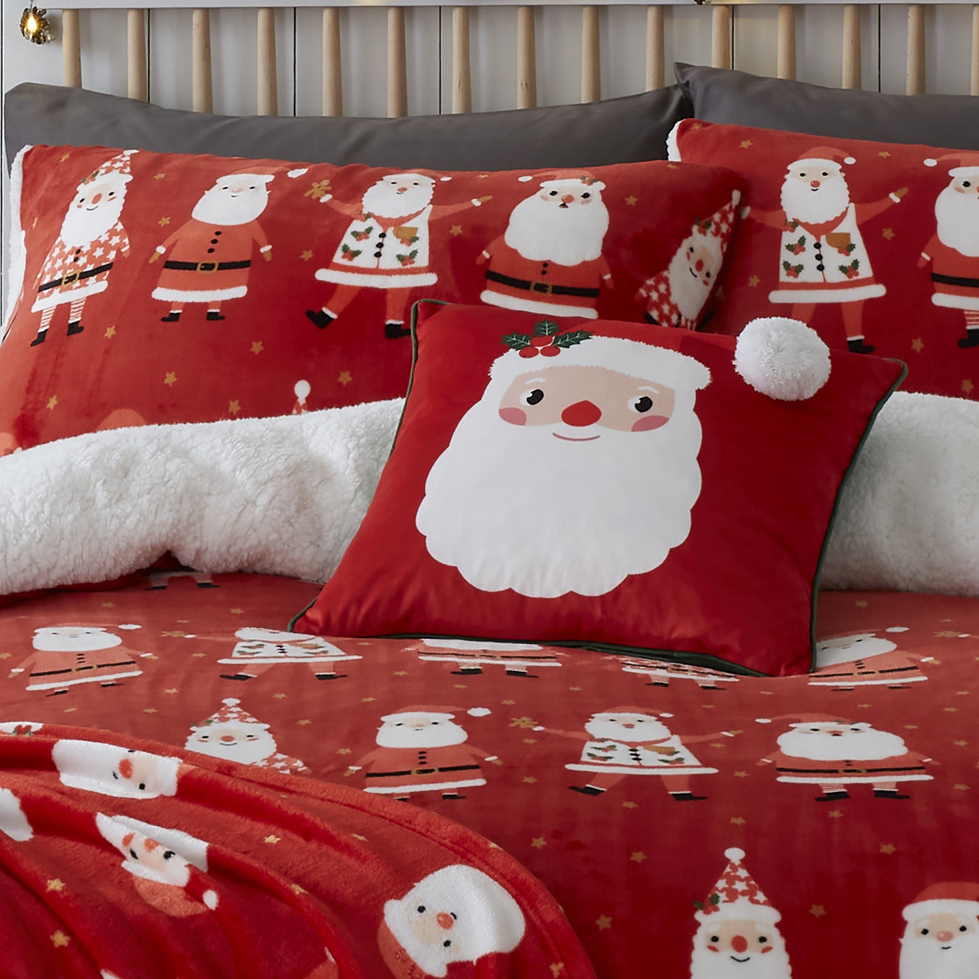 Jolly Santa Cushion by Bedlam in Red 43 x 43cm - Cushion - Bedlam