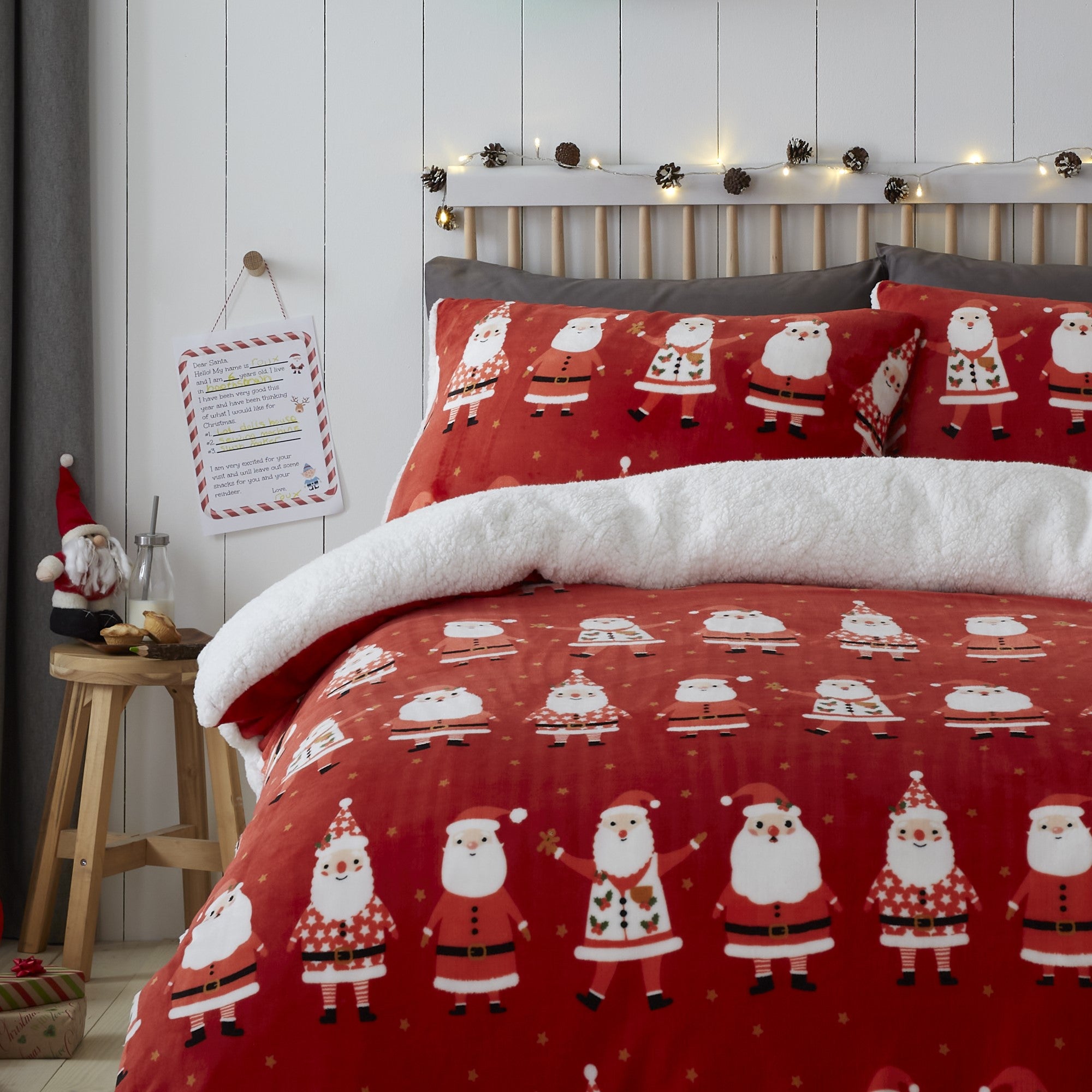 Jolly Santa Duvet Cover Set by Bedlam in Red - Duvet Cover Set - Bedlam