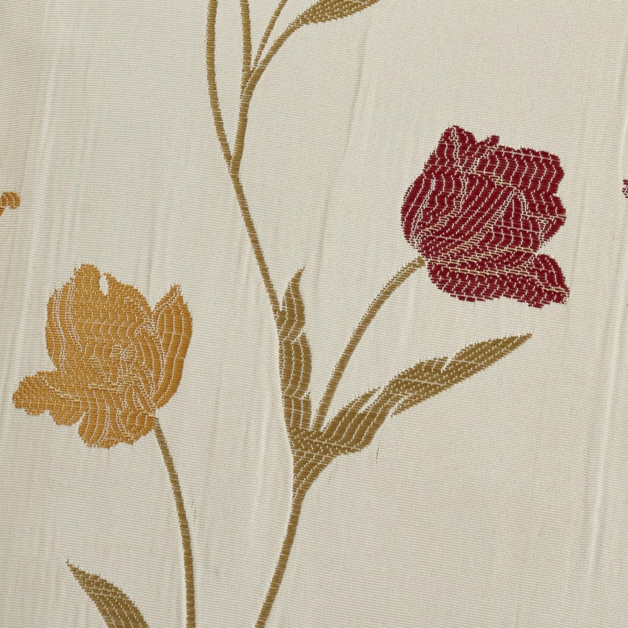 Juliette Pair of Pencil Pleat Curtains by Curtina in Natural & Red - Pair of Pencil Pleat Curtains - Curtina