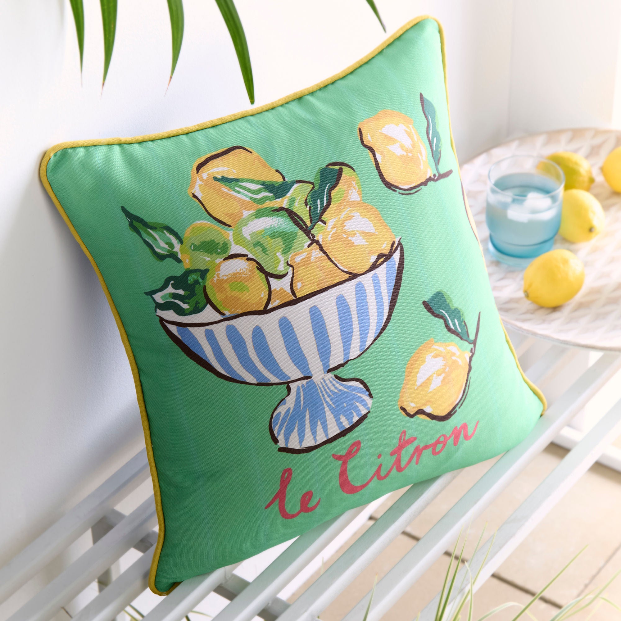 Lemon Fruit Bowl Outdoor Cushion in Multi 43 x 43cm - Cushion - Fusion