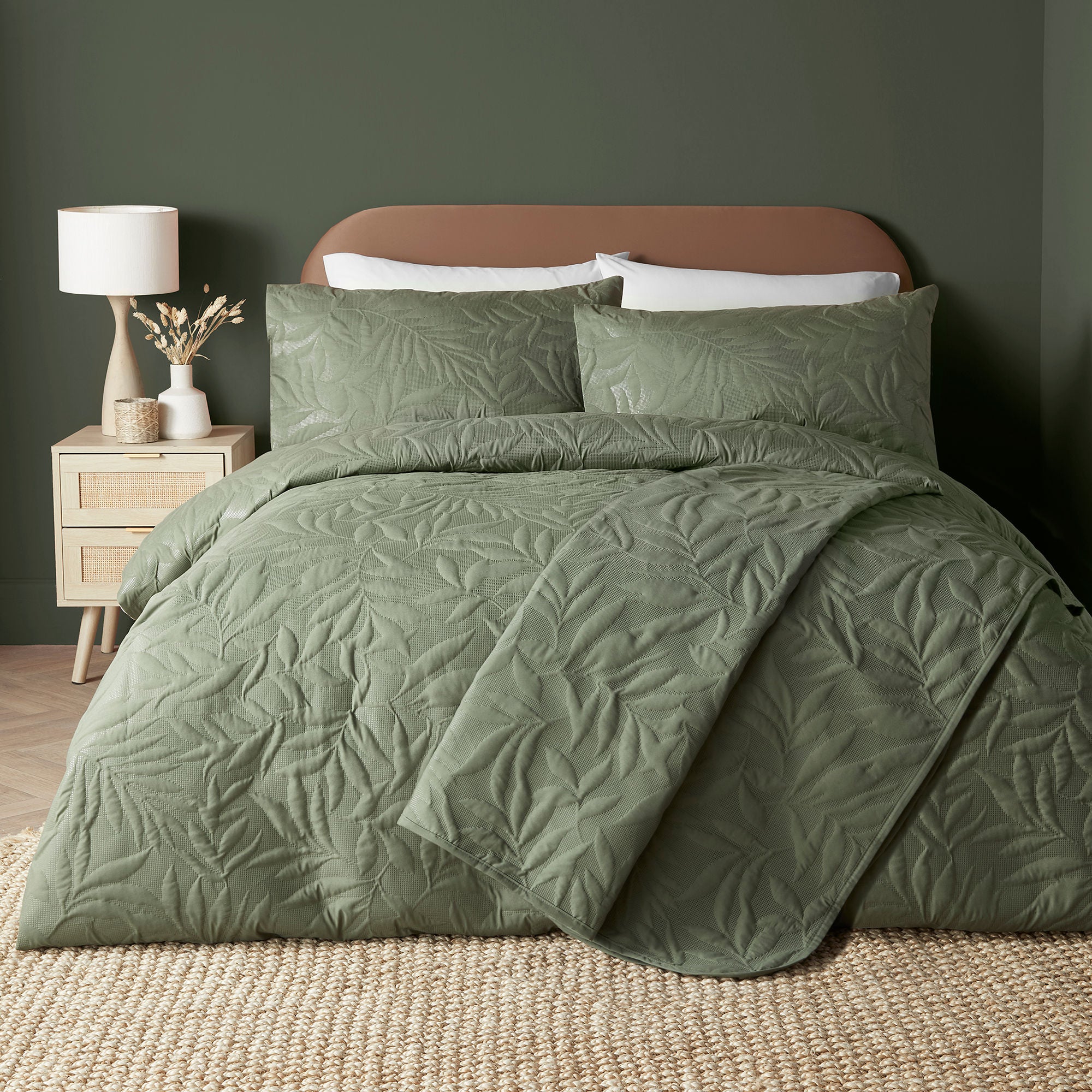 Luana Bedspread by Serene in Dark Green 200cm X 230cm - Bedspread - Serene