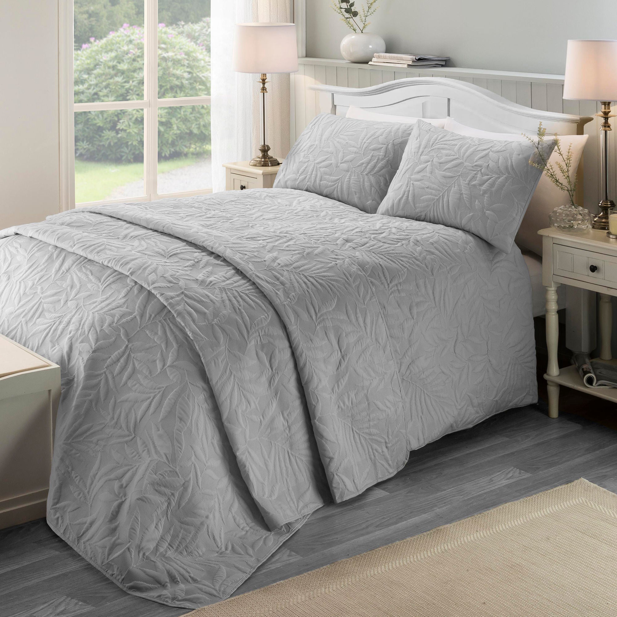 Luana Duvet Cover Set by Serene in Silver - Duvet Cover Set - Serene