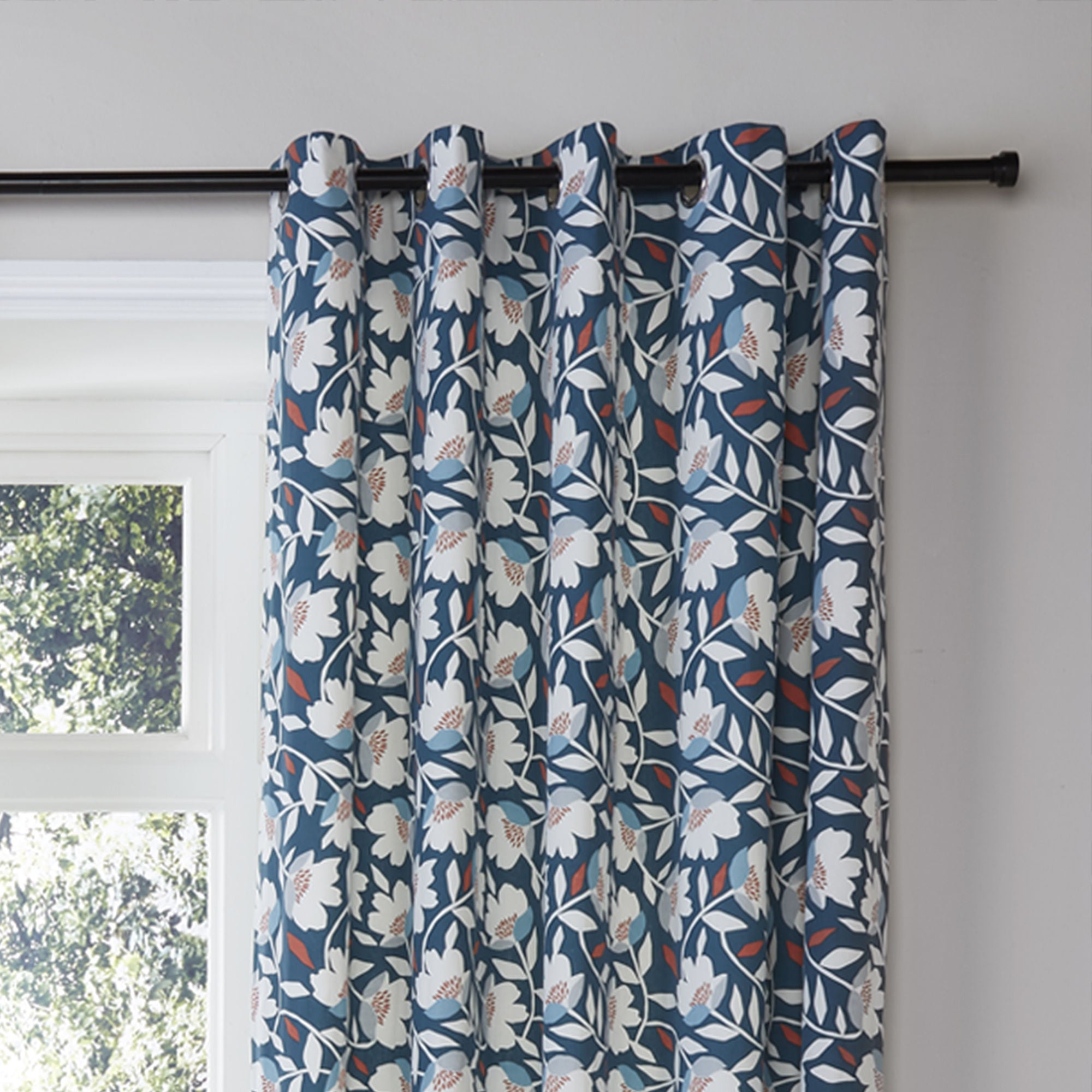 Luna Pair of Eyelet Curtains by Fusion in Teal - Pair of Eyelet Curtains - Fusion
