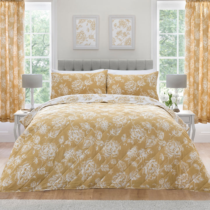 Mishka Bedspread by Dreams & Drapes Design in Gold 200cm X 230cm - Bedspread - Dreams & Drapes Design