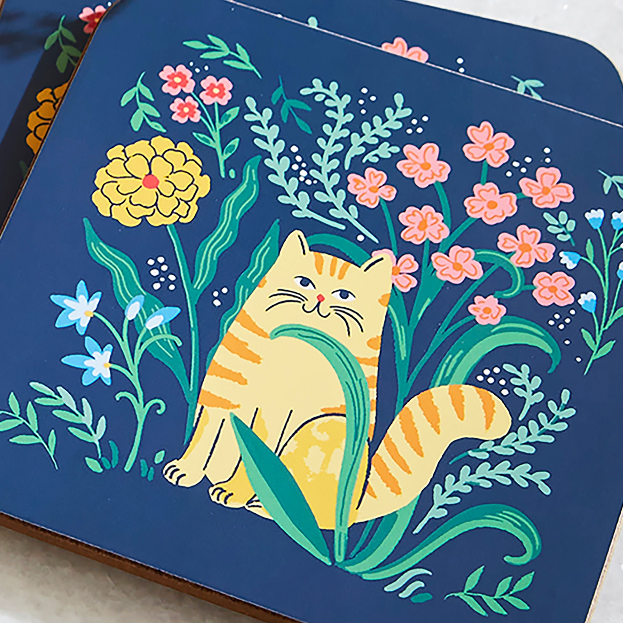 Marmalade Meadow Coasters 4 Pack in Navy - Coaster - Ulster Weavers