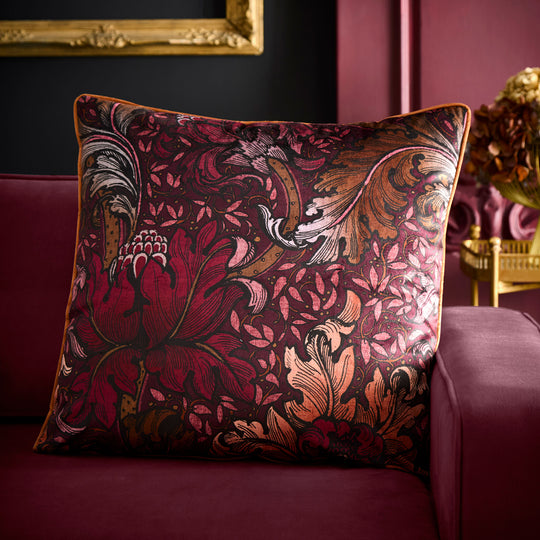 Morris Major Chintz Cushion in Burgundy 55 x 55cm