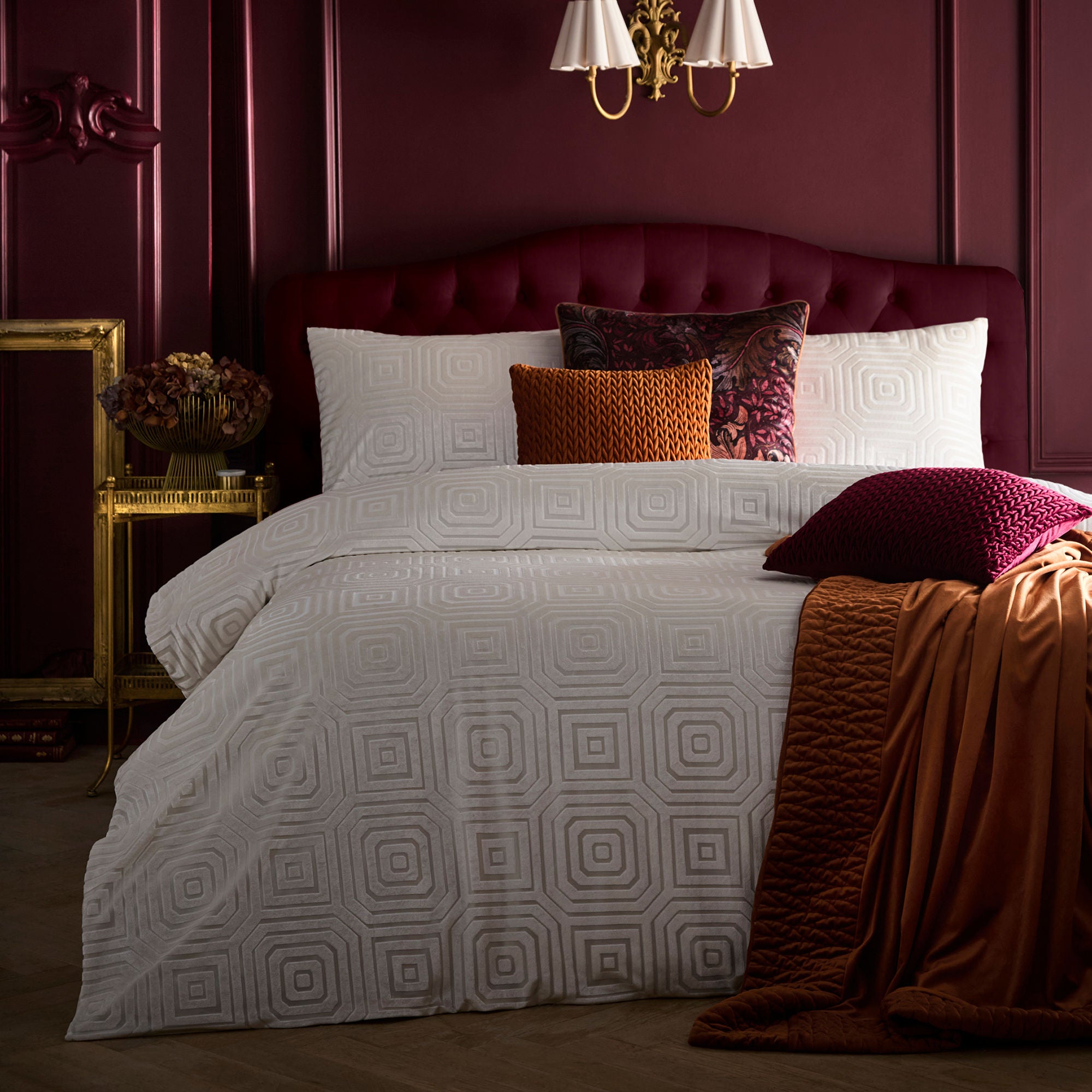 Morris Major Chintz Cushion in Burgundy 55 x 55cm - Cushion - Laurence Llewelyn-Bowen