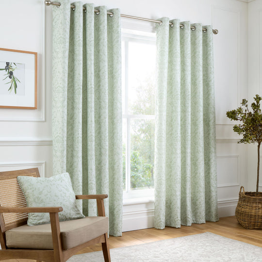 Marple Eyelet Curtains in Sage Green