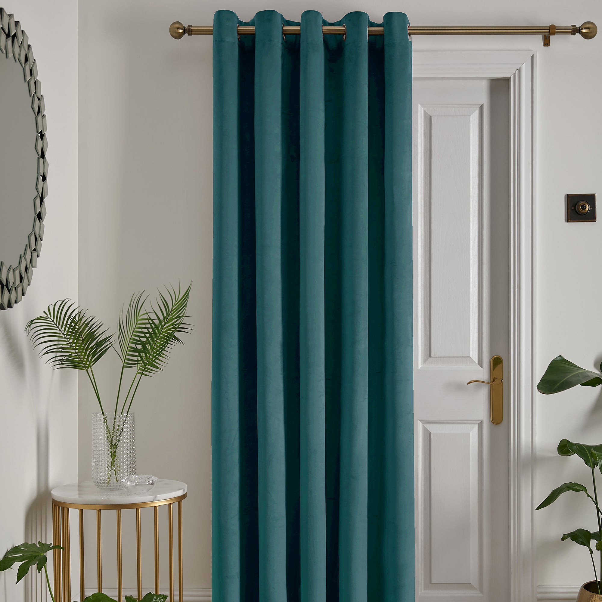 Montrose Eyelet Single Panel Door Curtain in Teal - Eyelet Single Panel Door Curtain - Laurence Llewelyn-Bowen
