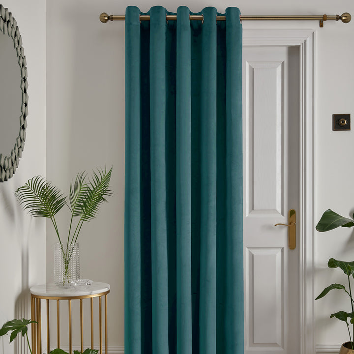 Montrose Eyelet Single Panel Door Curtain in Teal - Eyelet Single Panel Door Curtain - Laurence Llewelyn-Bowen
