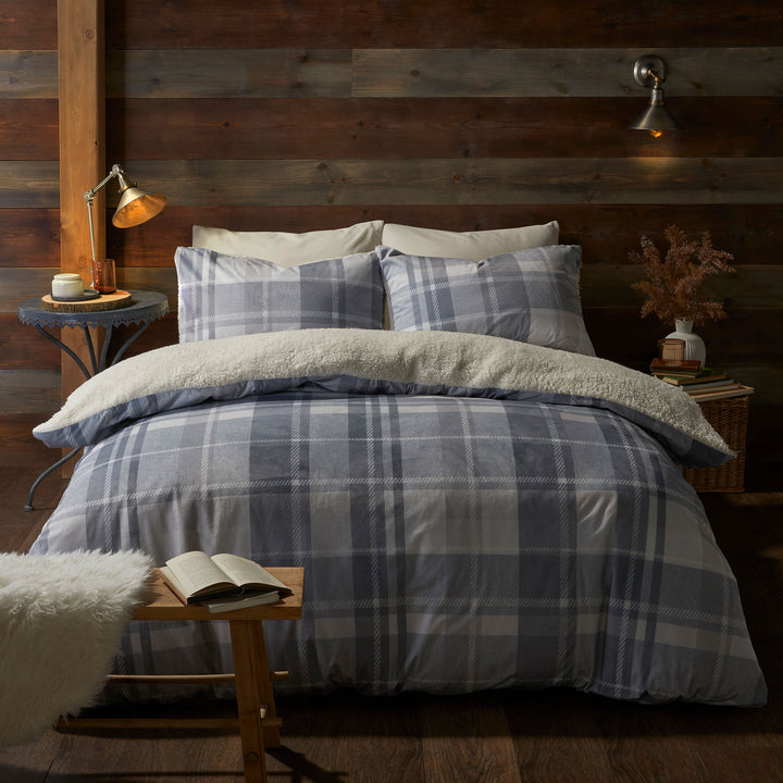 Mulford Check Duvet Cover Set by Fusion Snug in Grey - Duvet Cover Set - Fusion Snug