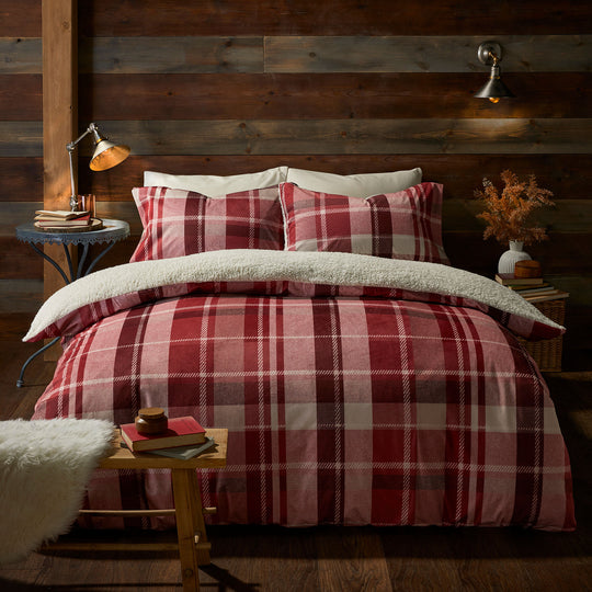 Mulford Check Duvet Cover Set in Red