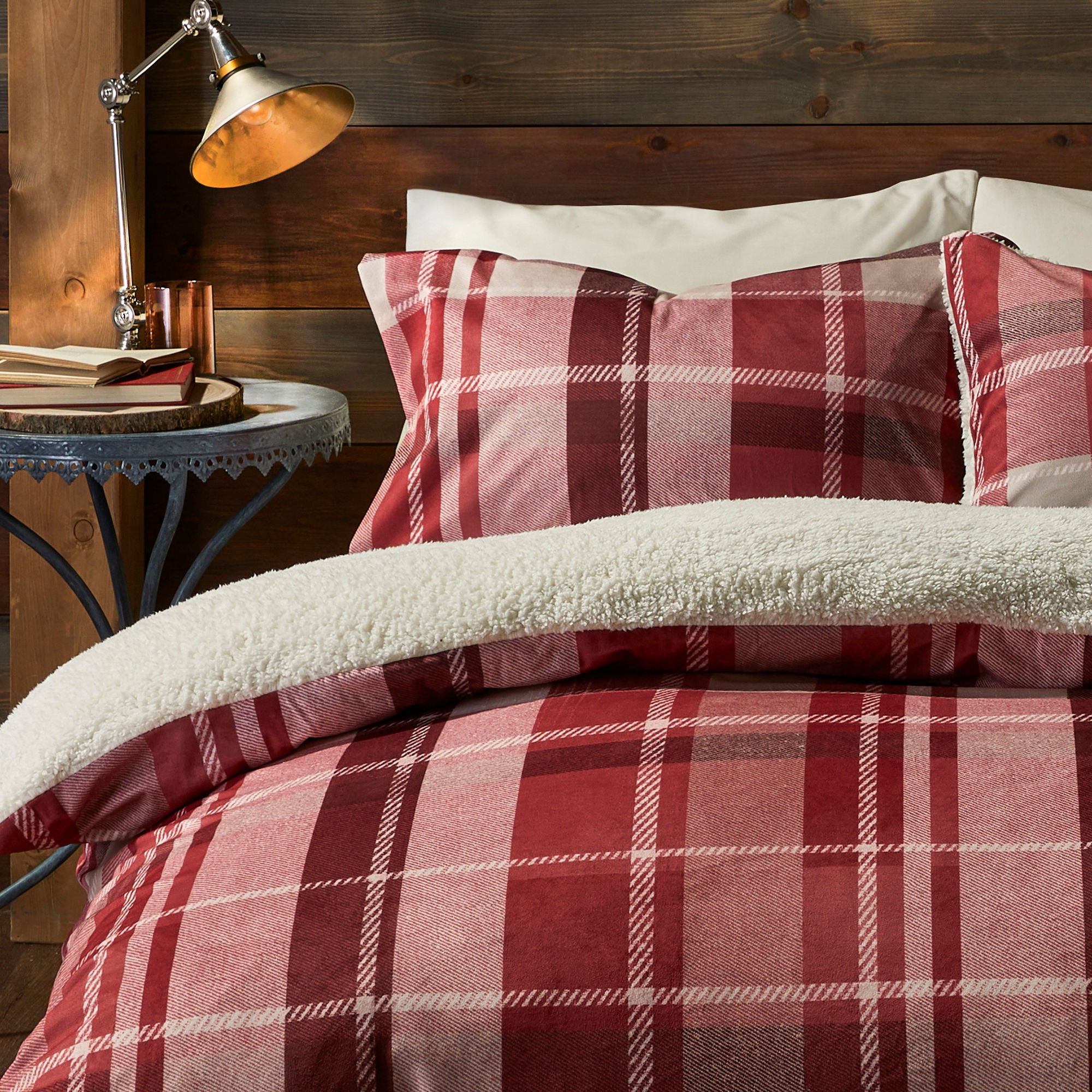 Mulford Check Duvet Cover Set by Fusion Snug in Red - Duvet Cover Set - Fusion Snug