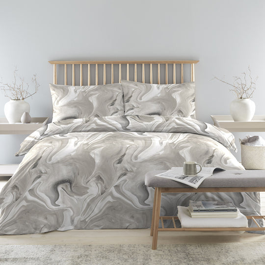 Marble Duvet Cover Set by Drift Home in Linen