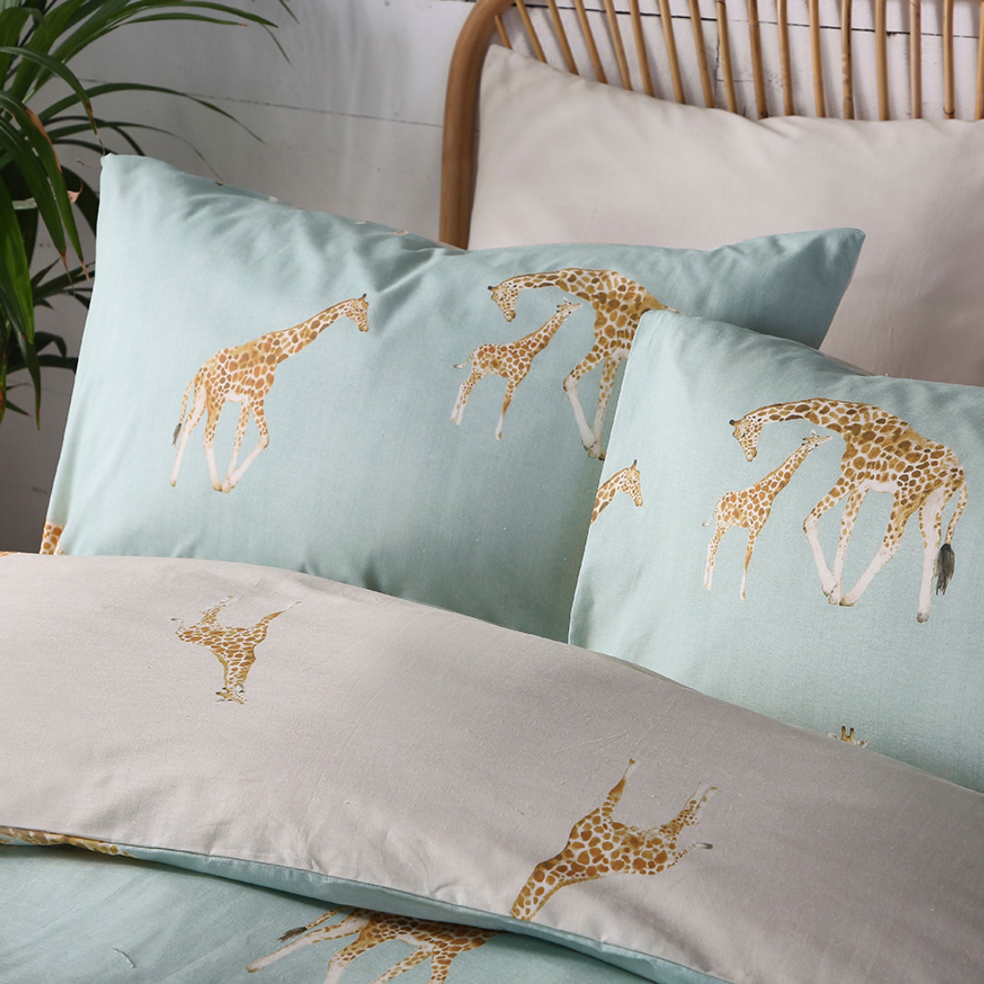 Milo Giraffe Duvet Cover Set by Fusion in Duck Egg - Duvet Cover Set - Fusion