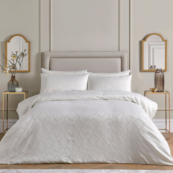 Montez Duvet Cover Set by Soiree in Ivory - Duvet Cover Set - Soiree