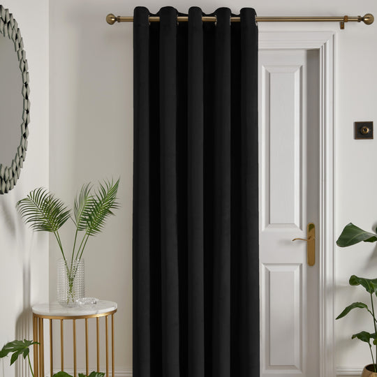 Montrose Eyelet Single Panel Door Curtain in Black