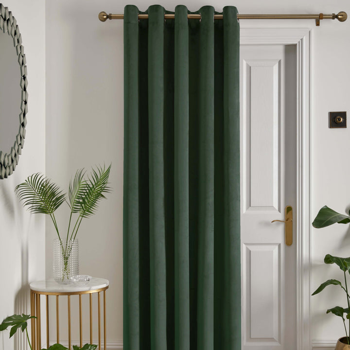 Montrose Eyelet Single Panel Door Curtain by Laurence Llewelyn-Bowen in Bottle Green - Eyelet Single Panel Door Curtain - Laurence Llewelyn-Bowen