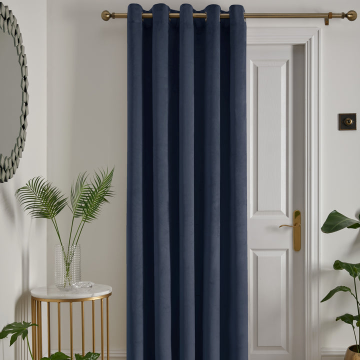 Montrose Eyelet Single Panel Door Curtain by Laurence Llewelyn-Bowen in Navy - Eyelet Single Panel Door Curtain - Laurence Llewelyn-Bowen