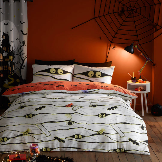 Mummy Halloween Duvet Cover Set in White
