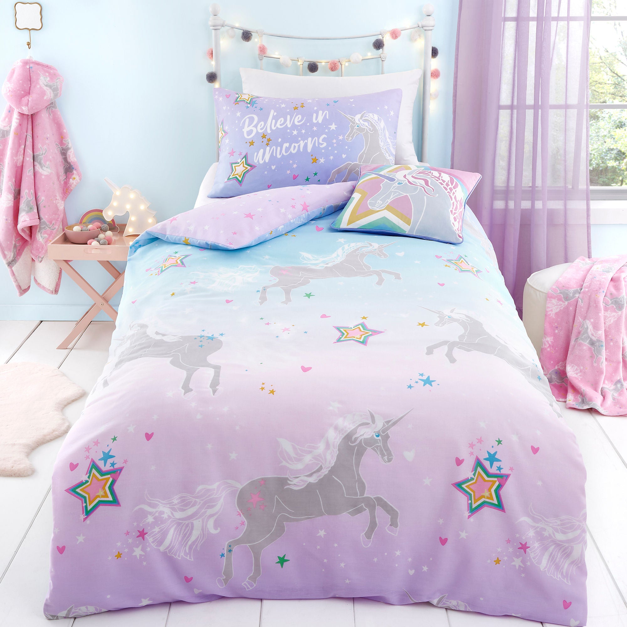 Ombre Unicorn Duvet Cover Set by Bedlam in Lilac - Duvet Cover Set - Bedlam