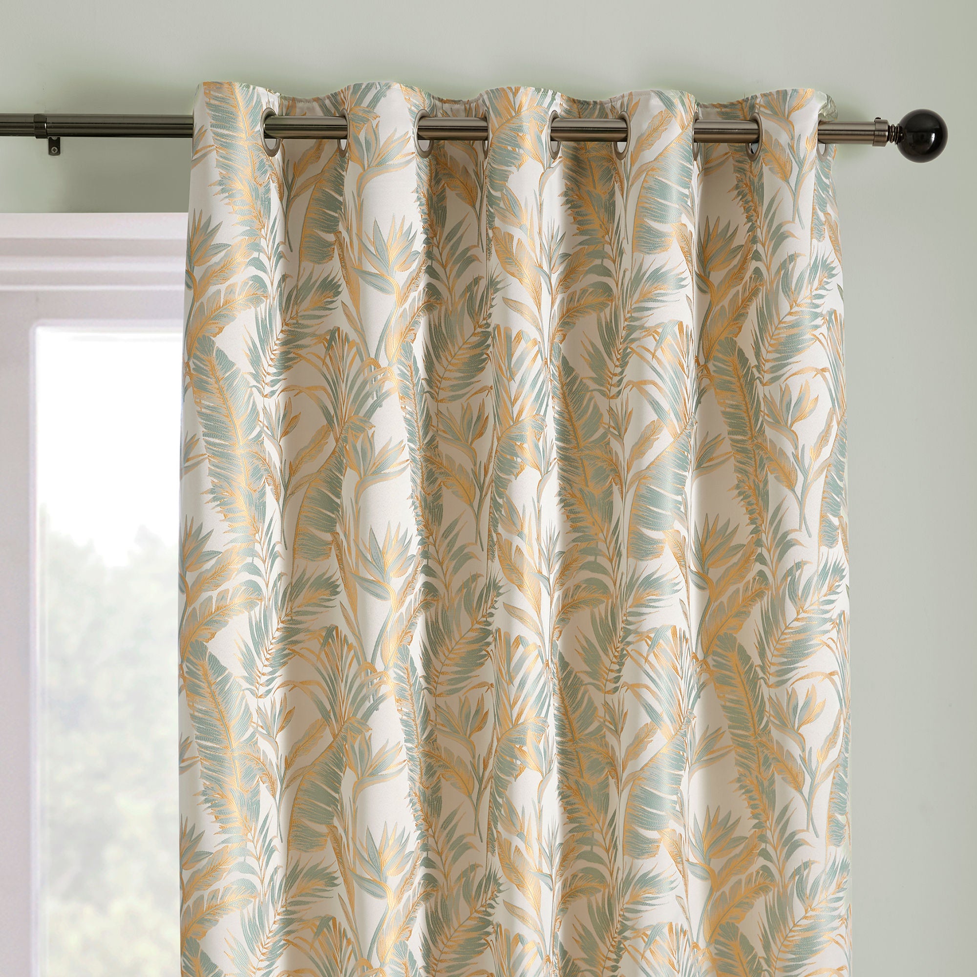 Paradise Palm Pair of Eyelet Curtains by Laurence Llewelyn-Bowen in Duck Egg - Pair of Eyelet Curtains - Laurence Llewelyn-Bowen