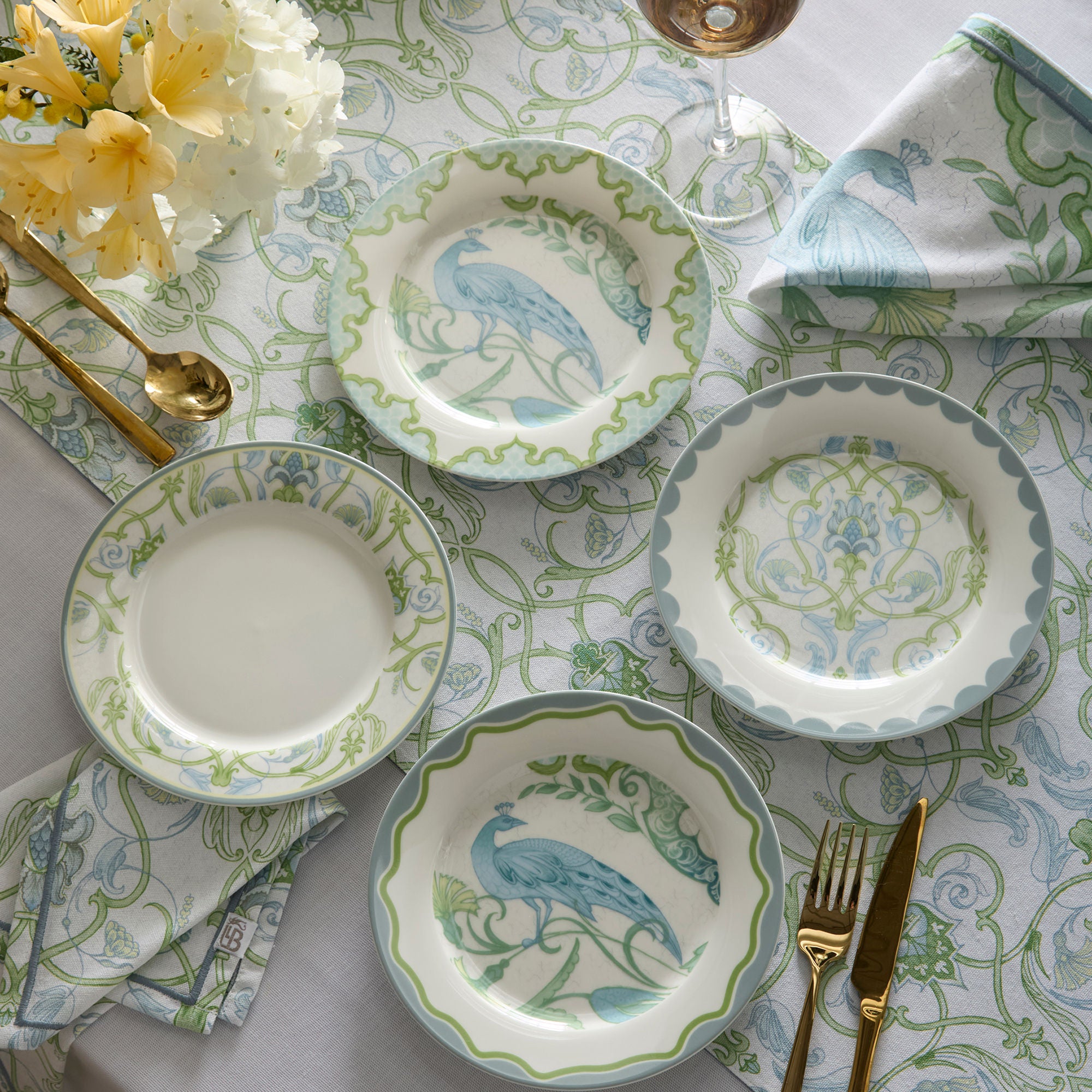 Palm Court Napkins 4 Pack in Green - Napkin (4 Pack) - Laurence Llewelyn-Bowen