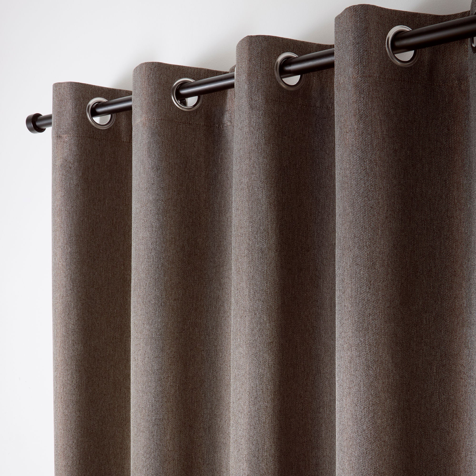 Plain Twill Pair of Eyelet Curtains in Chocolate - Pair of Eyelet Curtains - Curtina