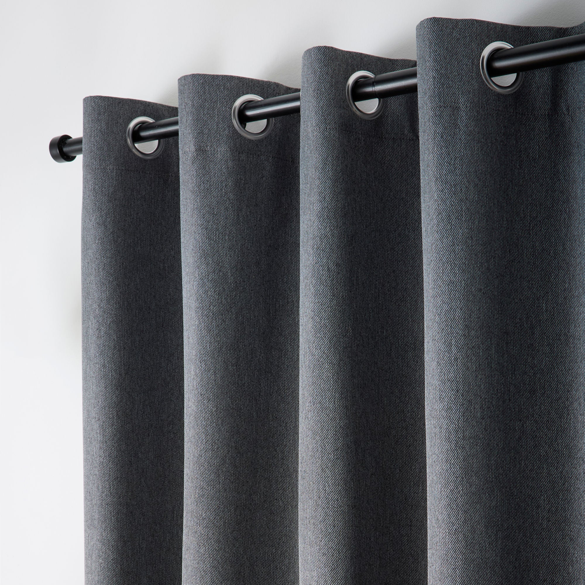 Plain Twill Pair of Eyelet Curtains in Charcoal - Pair of Eyelet Curtains - Curtina