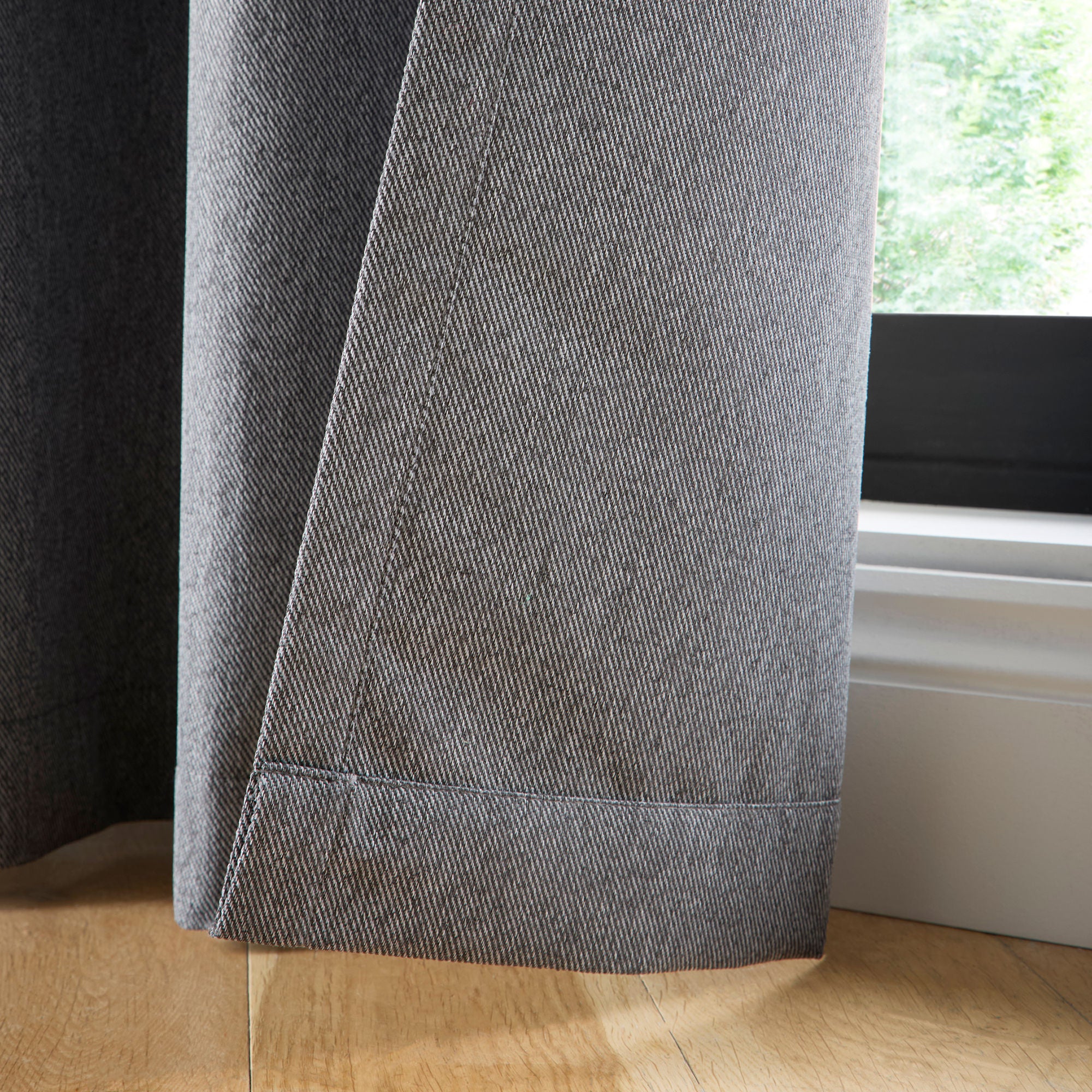 Plain Twill Pair of Eyelet Curtains in Charcoal - Pair of Eyelet Curtains - Curtina