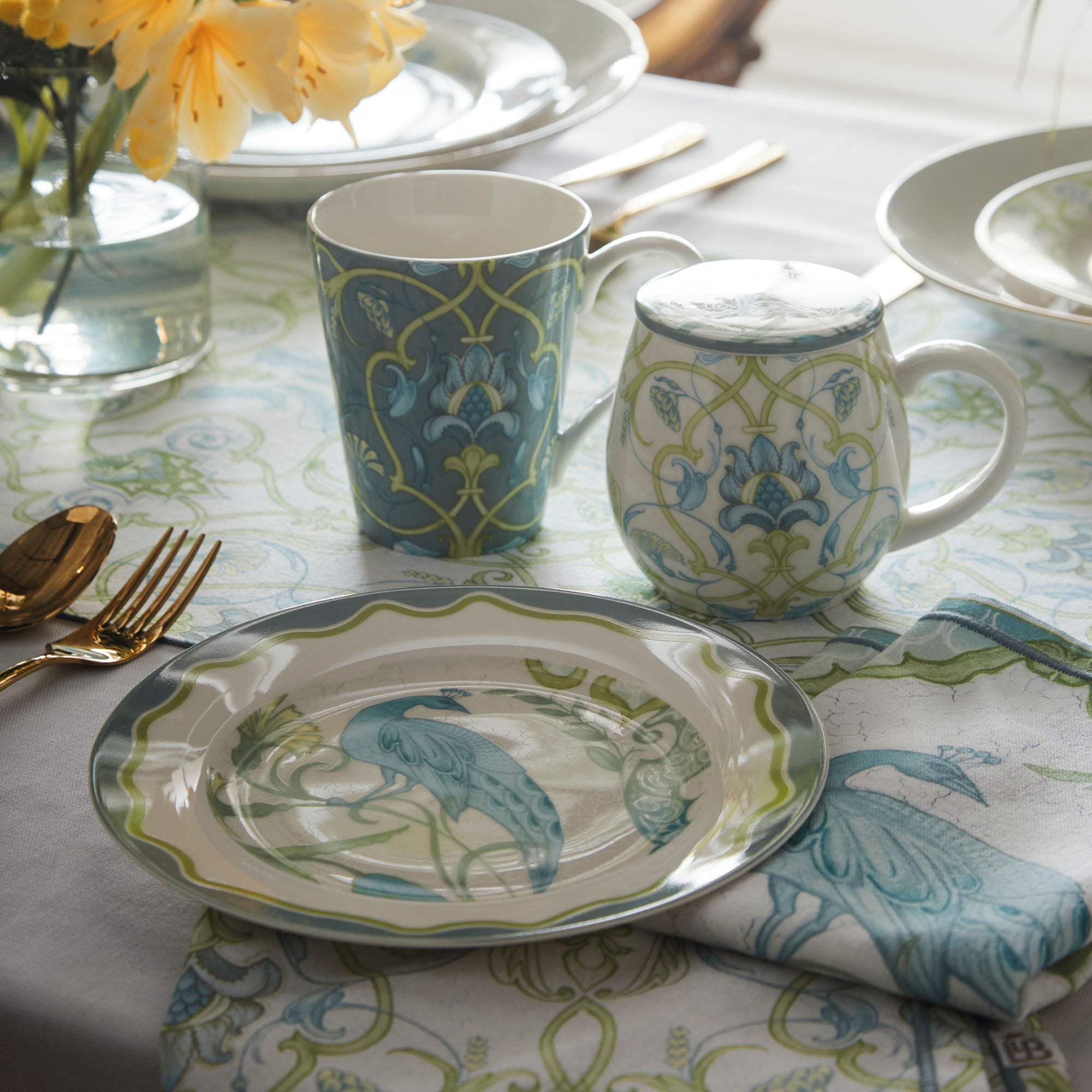 Palm Court Porcelain Side Plates 4 Pack in Multicolour - Side Plate (4 Pack) - Laurence Llewelyn-Bowen