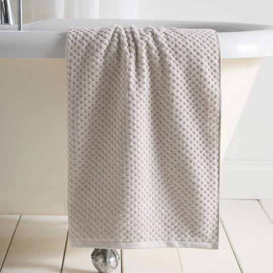 Popcorn Check Towels in Natural