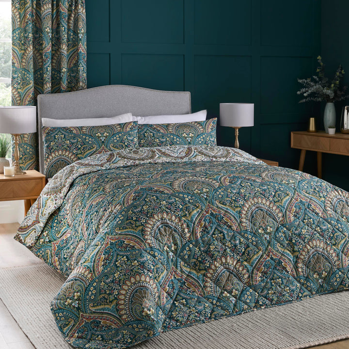 Palais Bedspread by Dreams & Drapes Design in Teal 195cm x 230cm - Bedspread - Dreams & Drapes Design