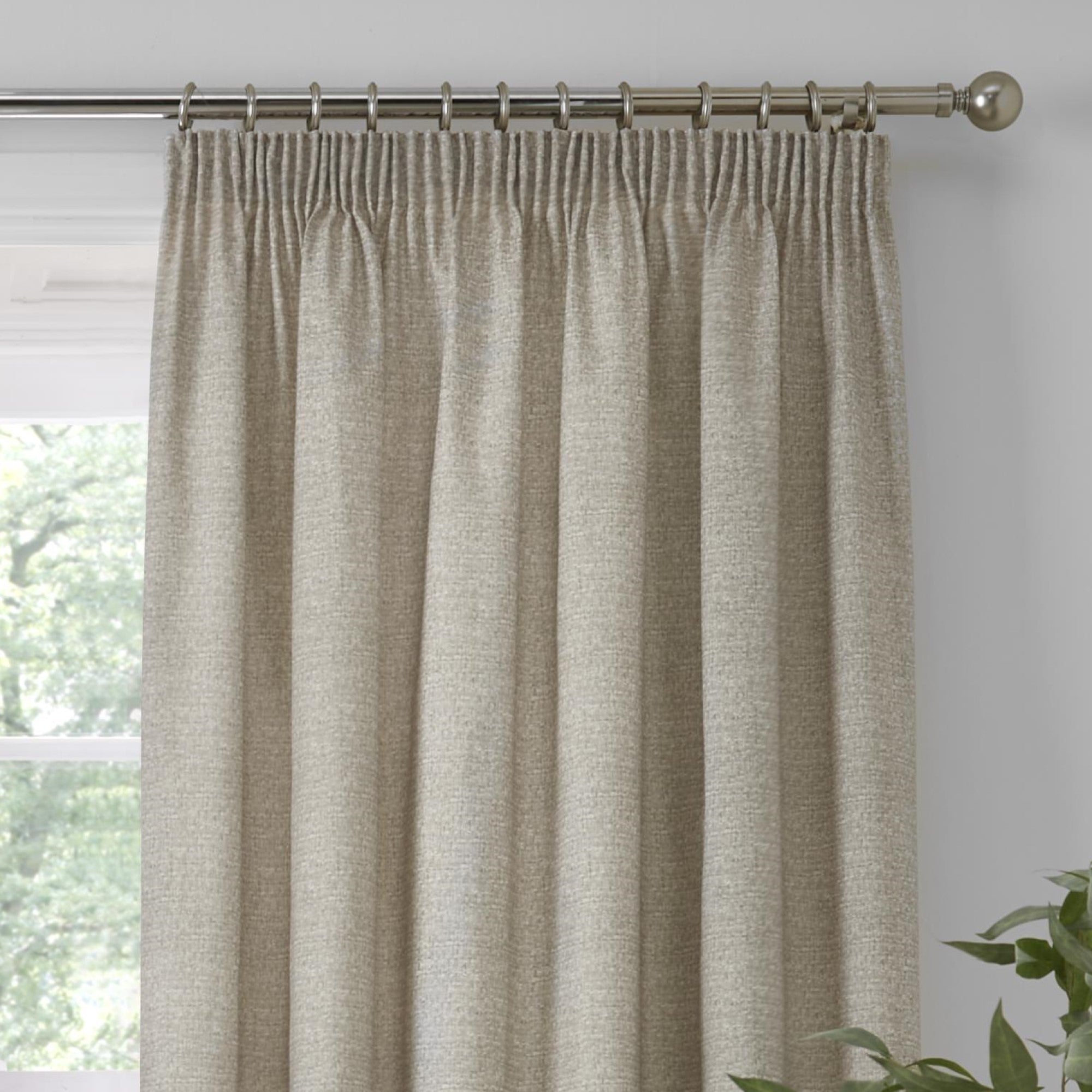 Pembrey Pair of Pencil Pleat Curtains With Tie-Backs by Dreams & Drapes in Natural - Pair of Pencil Pleat Curtains With Tie-Backs - Dreams & Drapes Curtains