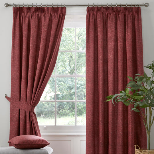 Pembrey Pencil Pleat Curtains in Red